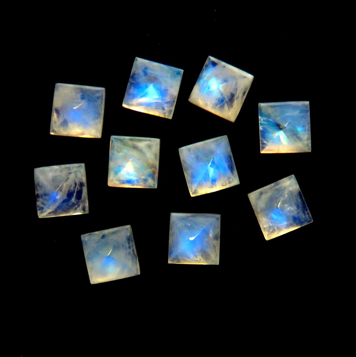 Rainbow Moonstone 10x10 mm Pyramid Cabochon